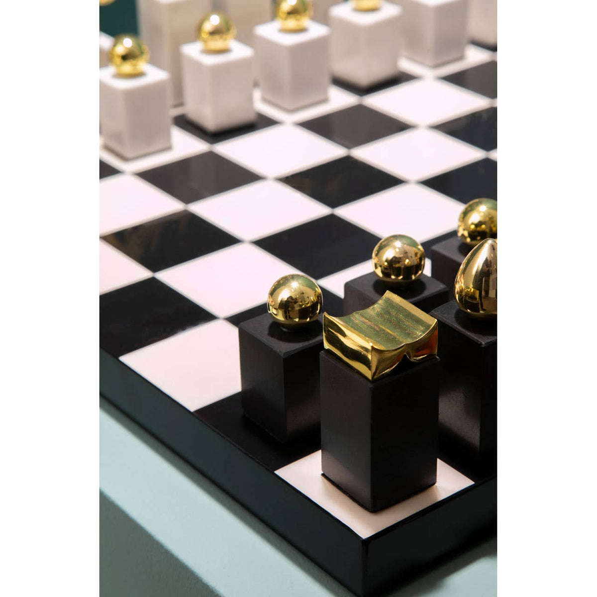 Flos Marble And Wood Chess Set.