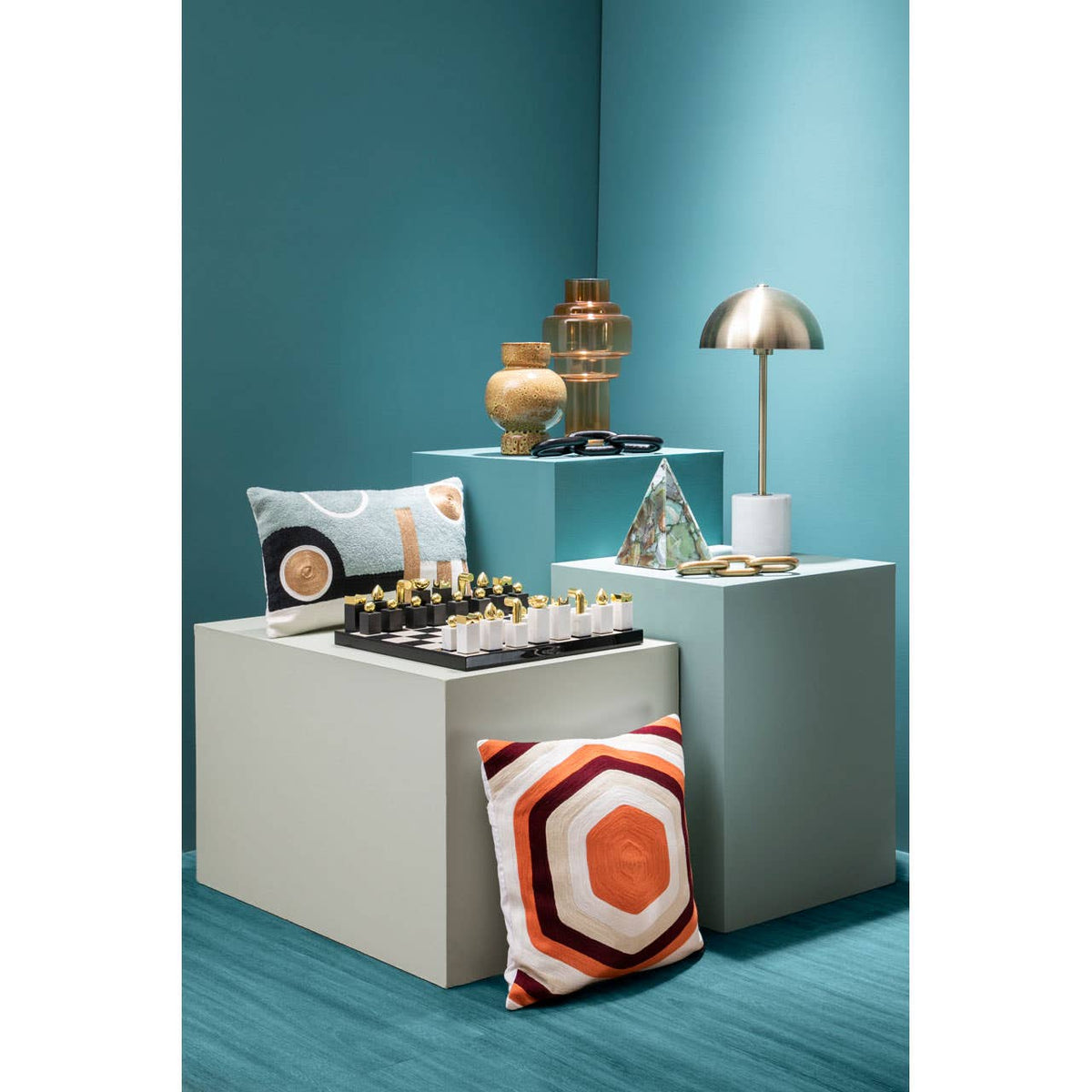 Flos Marble And Wood Chess Set.