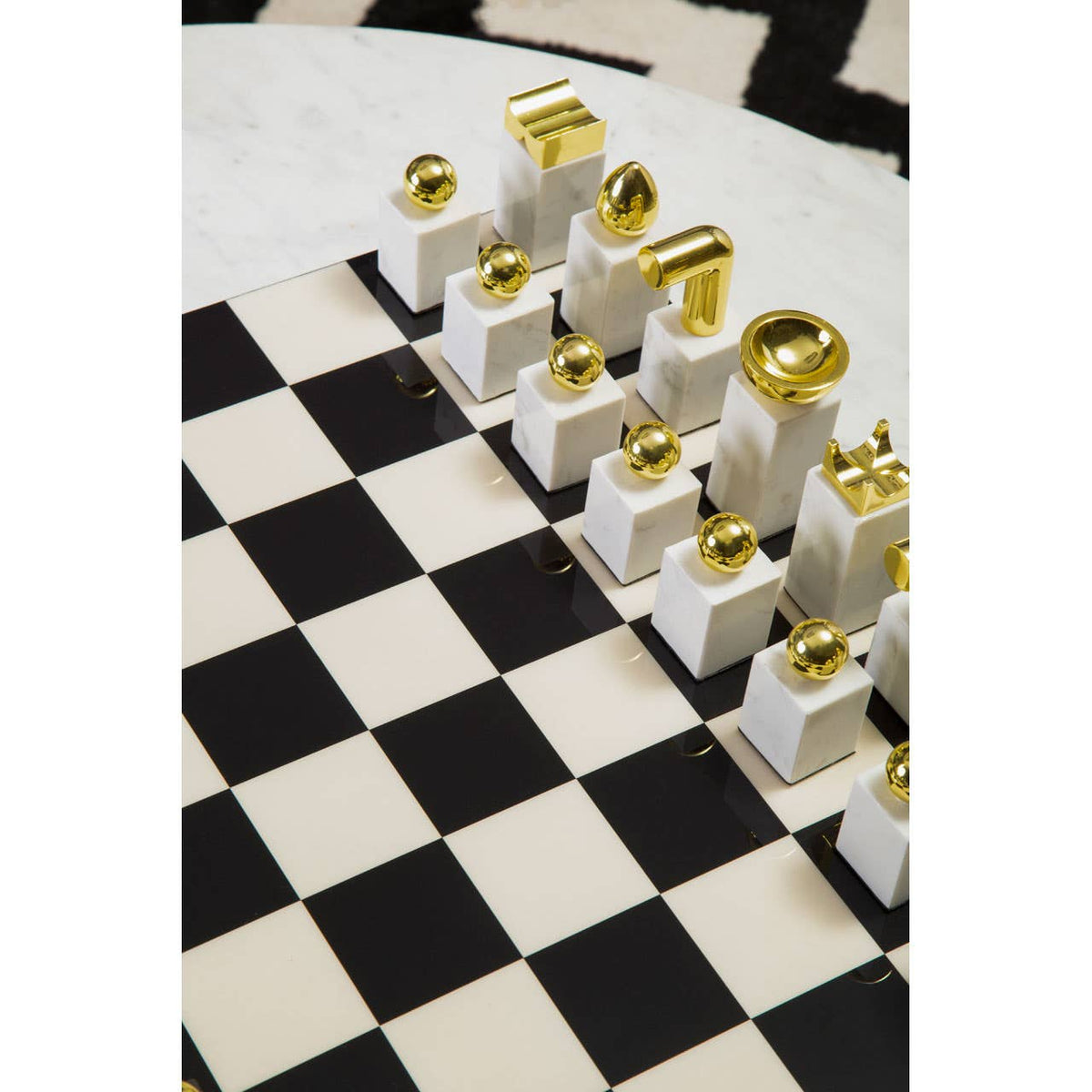 Flos Marble And Wood Chess Set.