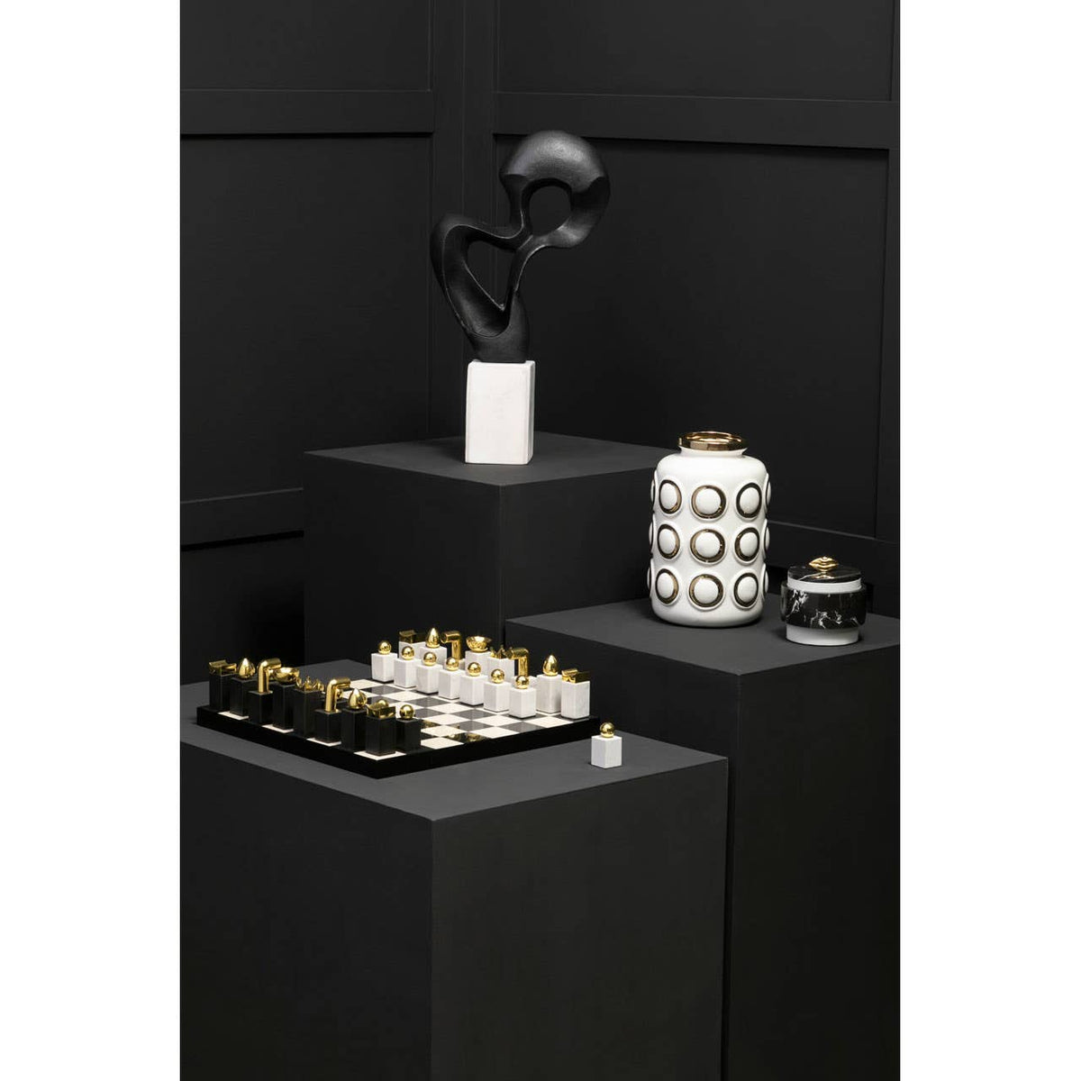 Flos Marble And Wood Chess Set.