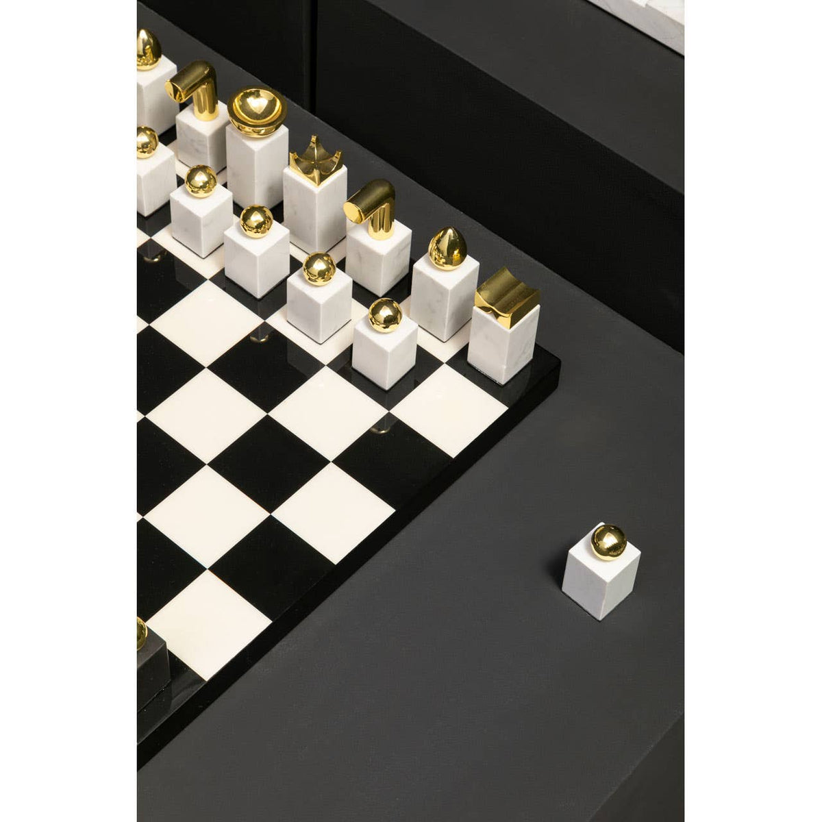 Flos Marble And Wood Chess Set.