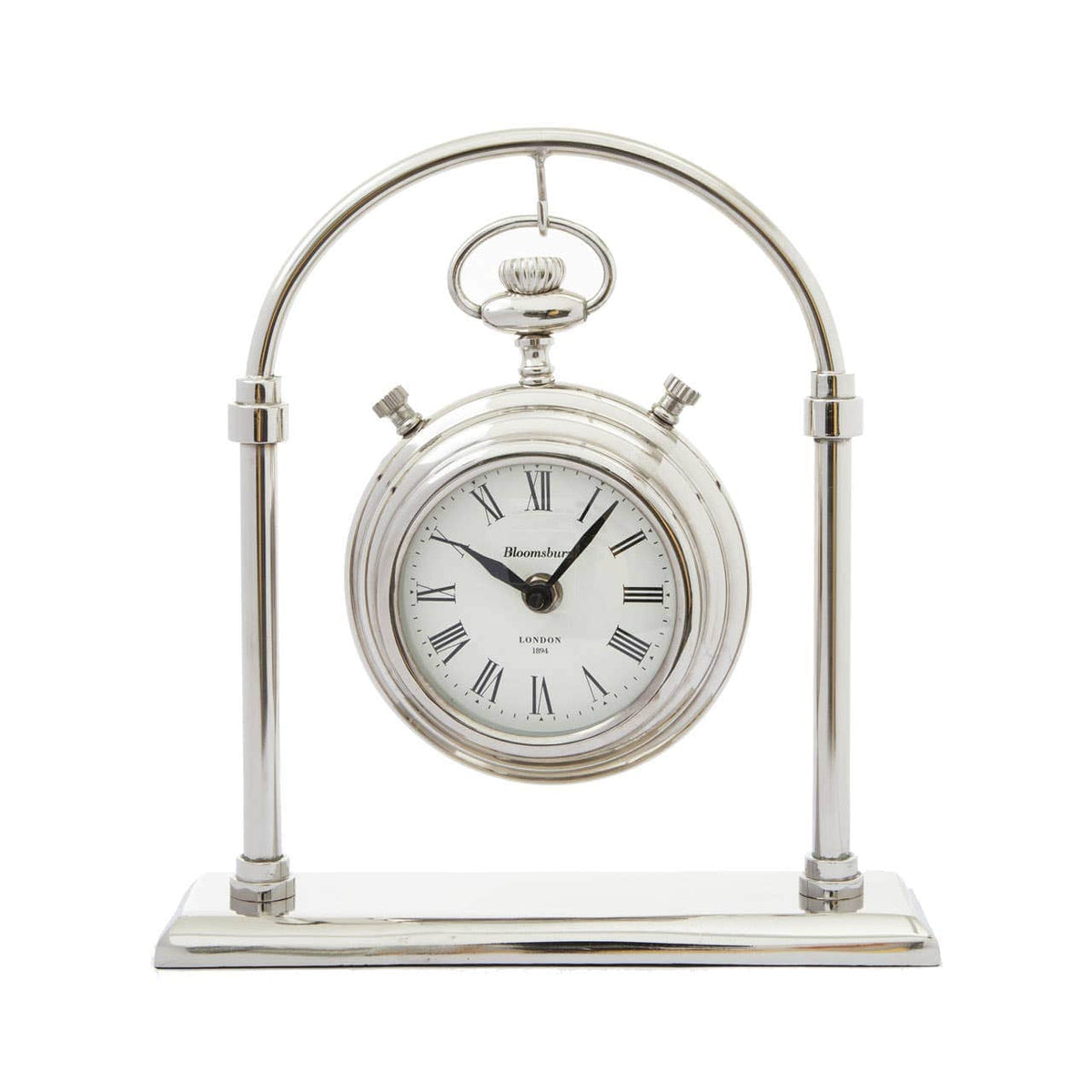 Hampstead Small Silver And Antique Brass Mantel Clock.