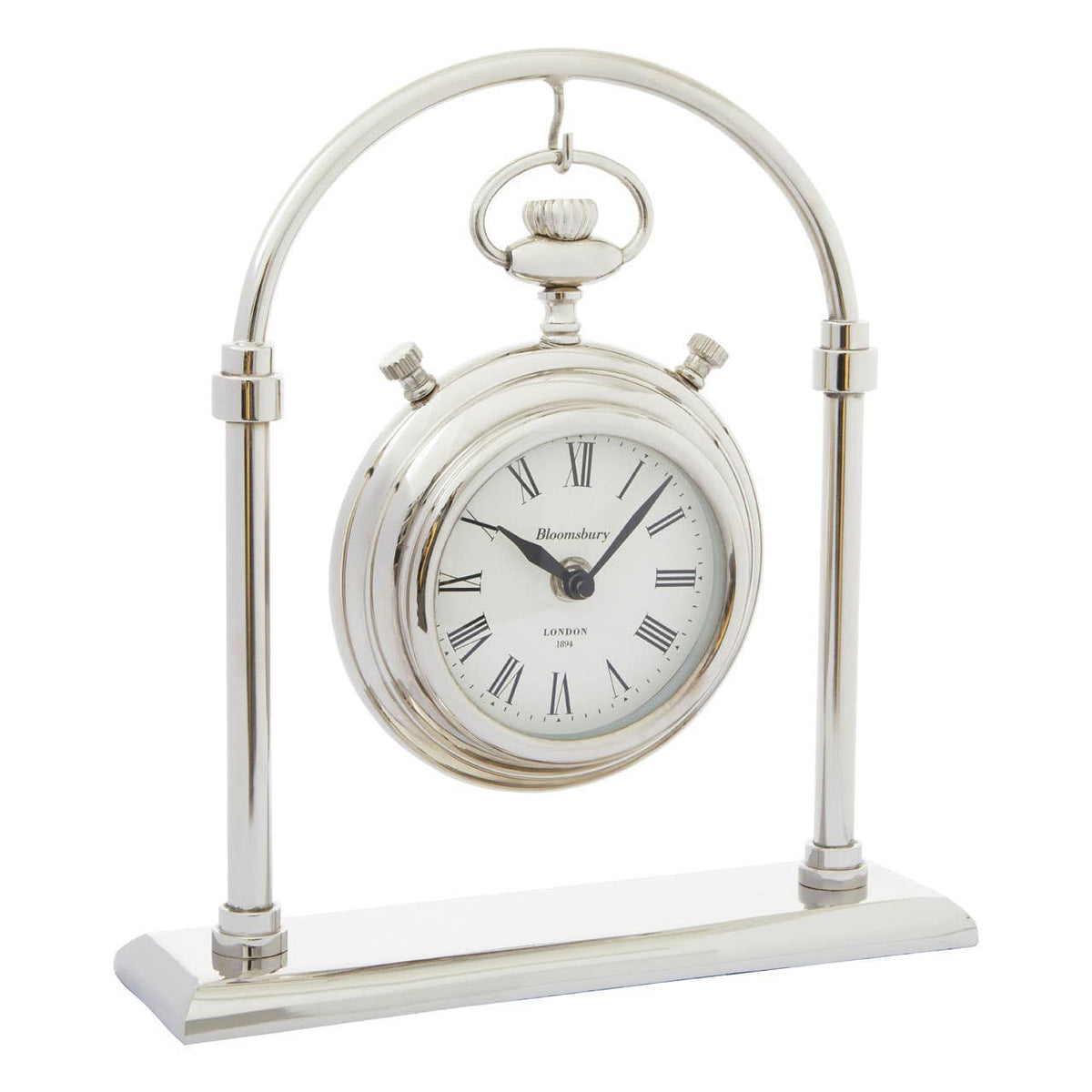 Hampstead Small Silver And Antique Brass Mantel Clock.