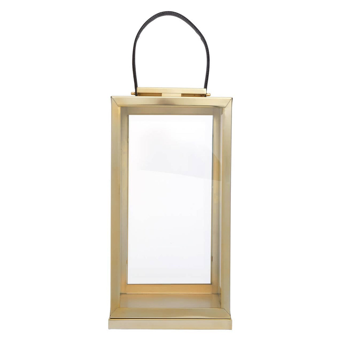Herber Large Gold Steel With Hair On Leather Handle Lantern.