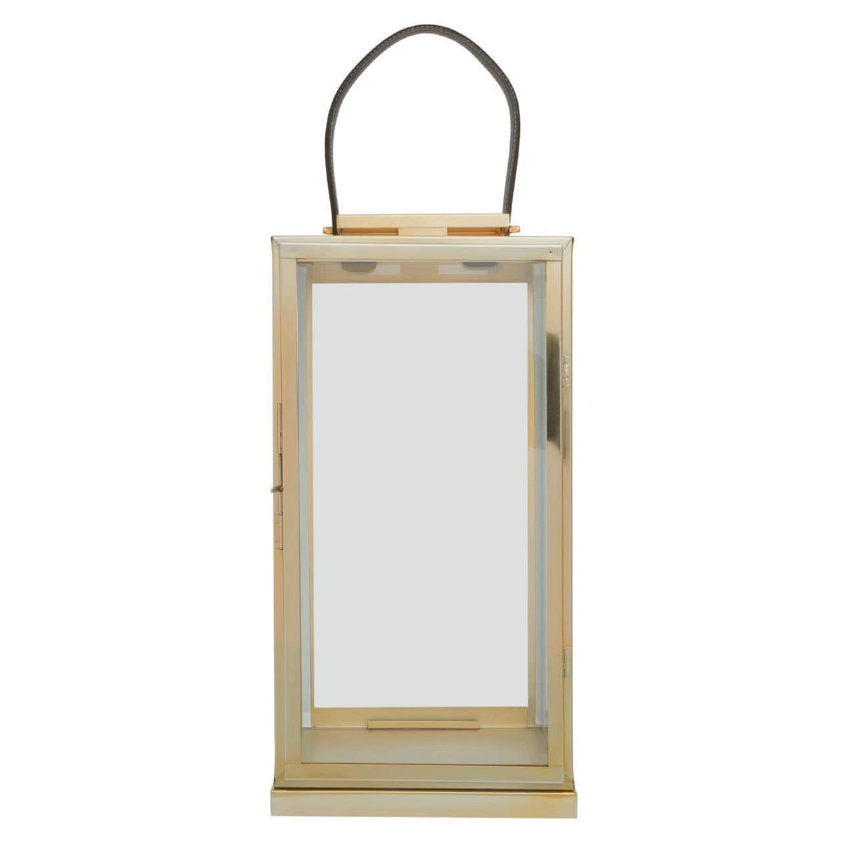 Herber Large Gold Steel With Hair On Leather Handle Lantern.