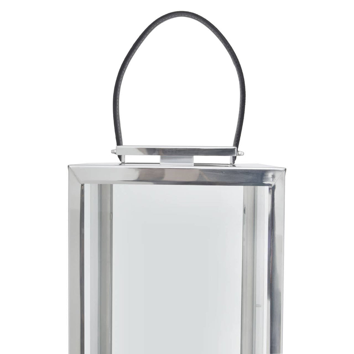 Herber Large Silver Steel With Hair On Leather Handle Lantern.