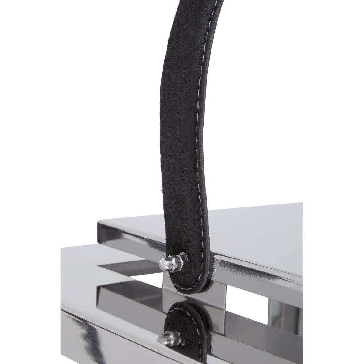 Herber Large Silver Steel With Hair On Leather Handle Lantern.