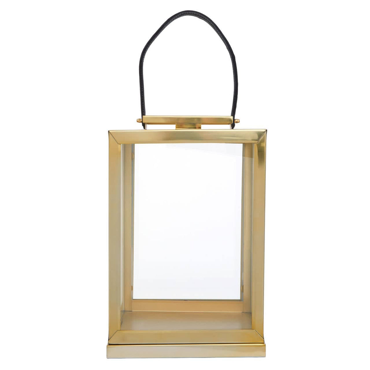 Herber Small Gold Steel With Hair On Leather Handle Lantern.
