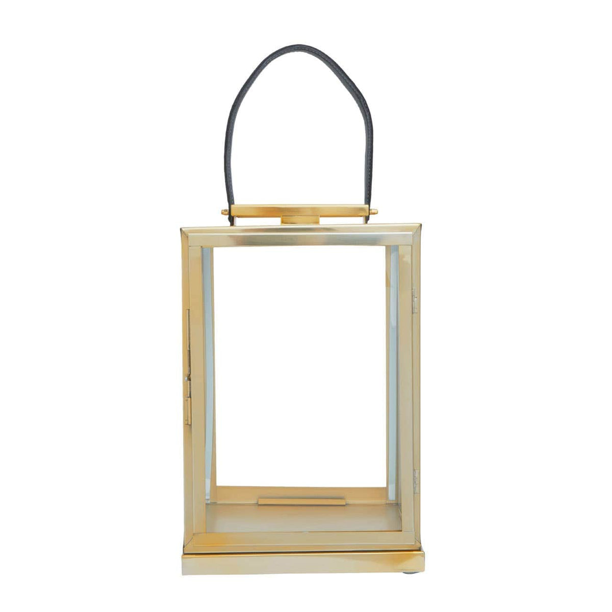 Herber Small Gold Steel With Hair On Leather Handle Lantern.