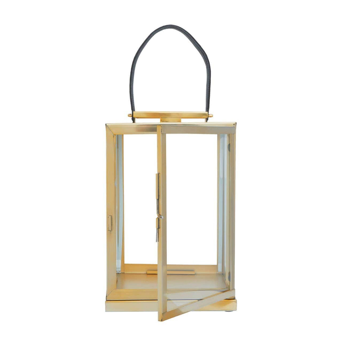 Herber Small Gold Steel With Hair On Leather Handle Lantern.