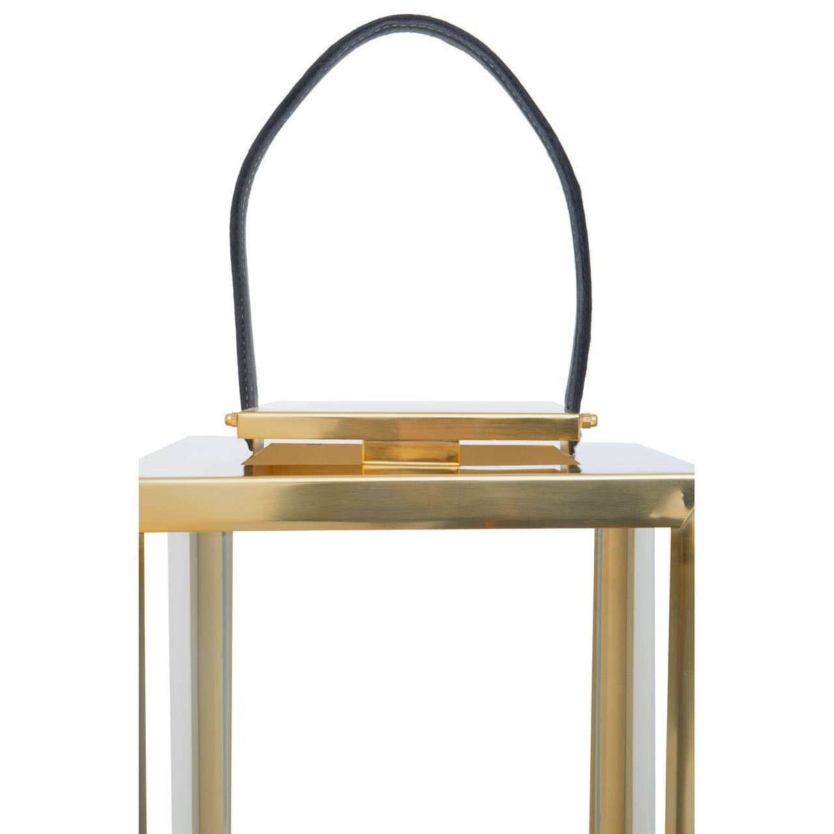 Herber Small Gold Steel With Hair On Leather Handle Lantern.
