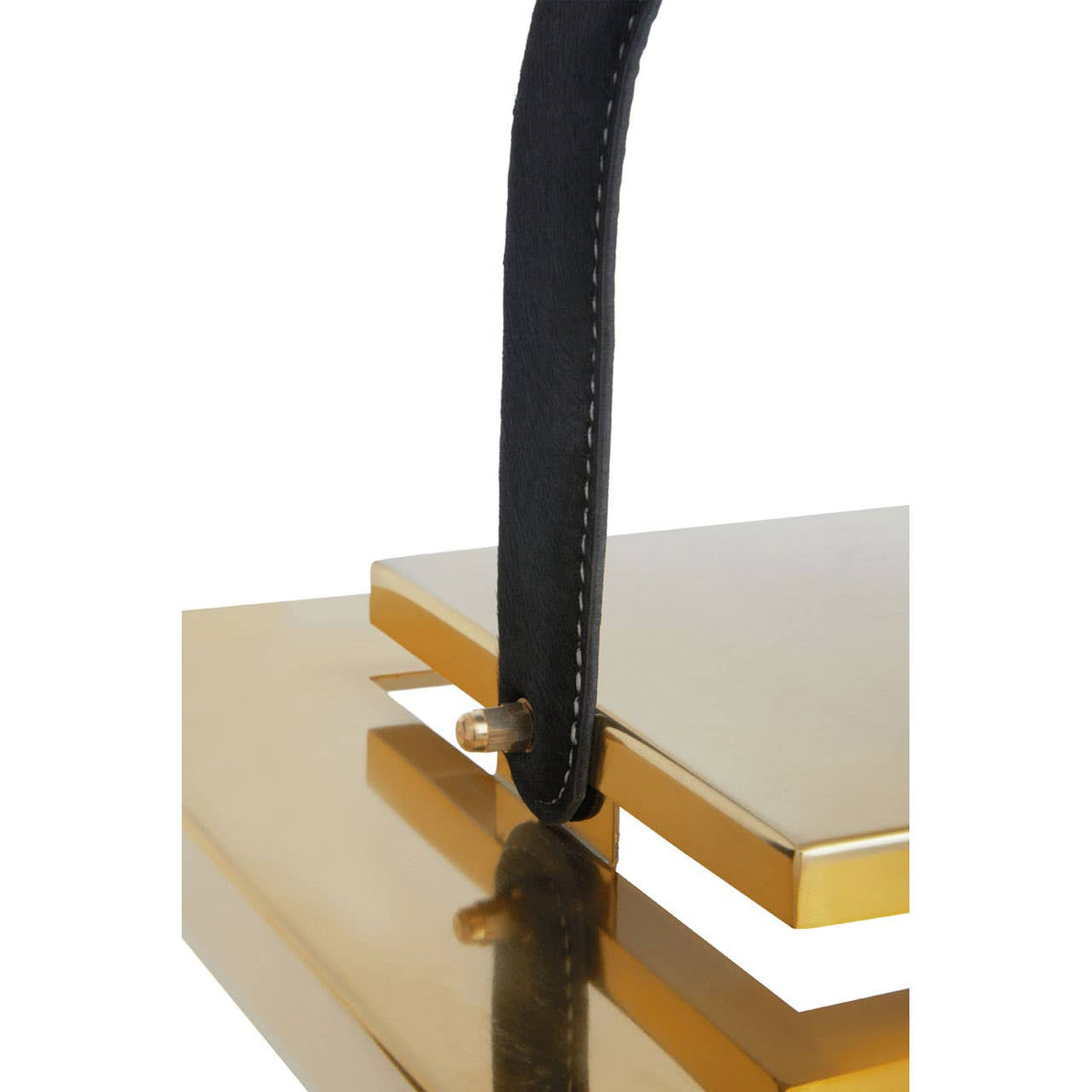 Herber Small Gold Steel With Hair On Leather Handle Lantern.