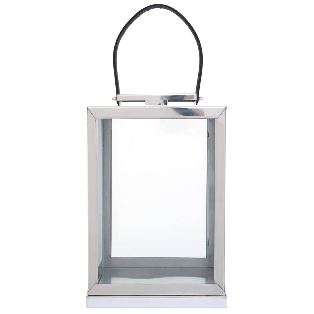 Herber Small Silver Steel With Hair On Leather Handle Lantern.