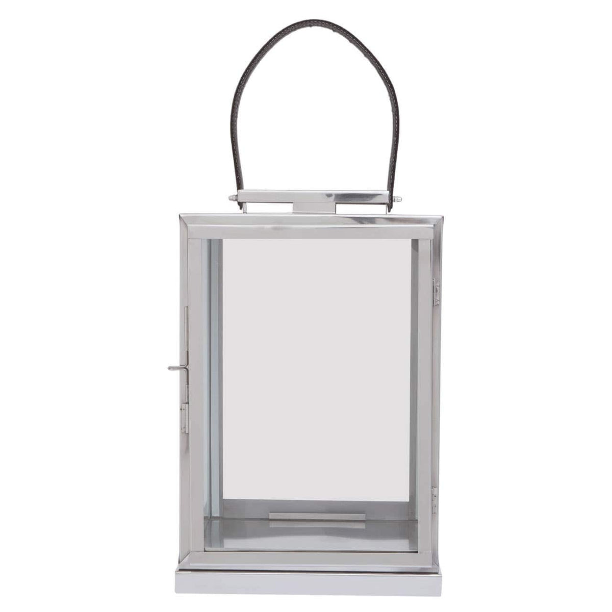 Herber Small Silver Steel With Hair On Leather Handle Lantern.