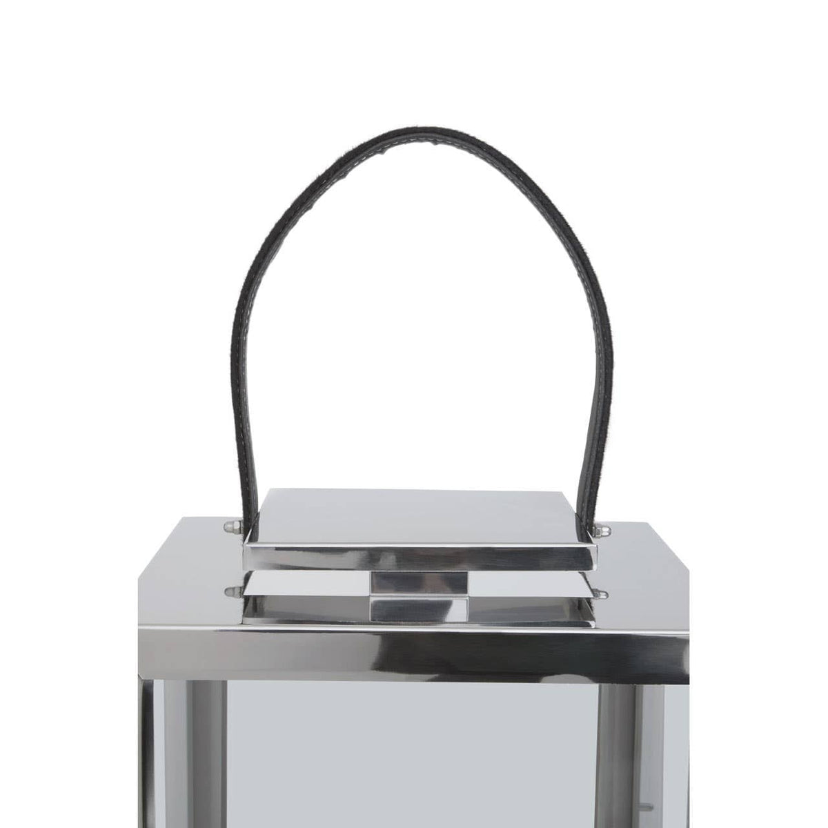 Herber Small Silver Steel With Hair On Leather Handle Lantern.