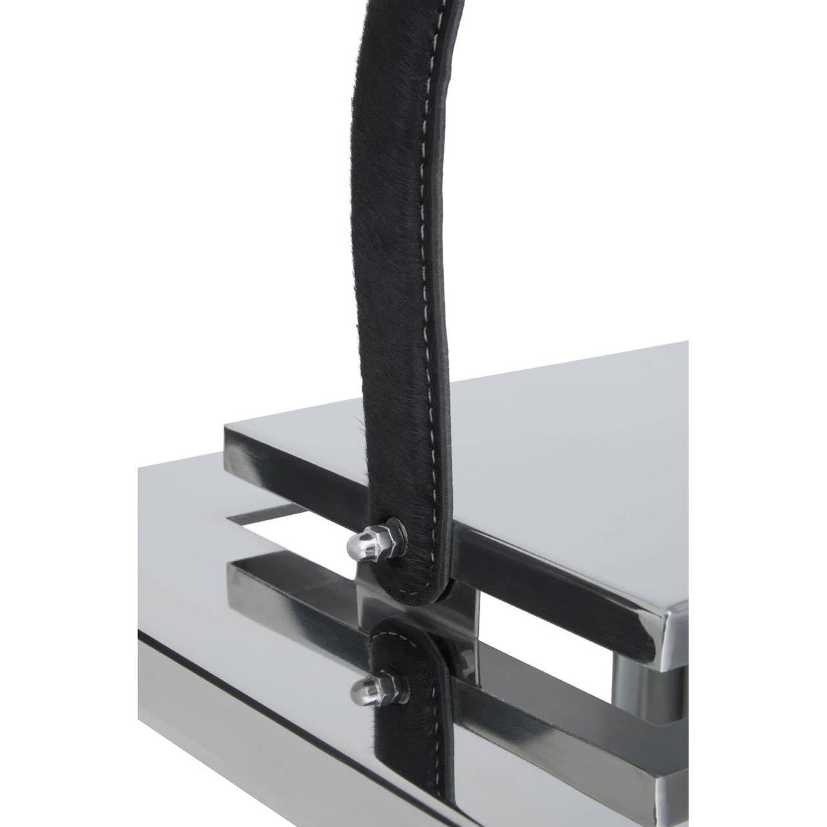 Herber Small Silver Steel With Hair On Leather Handle Lantern.