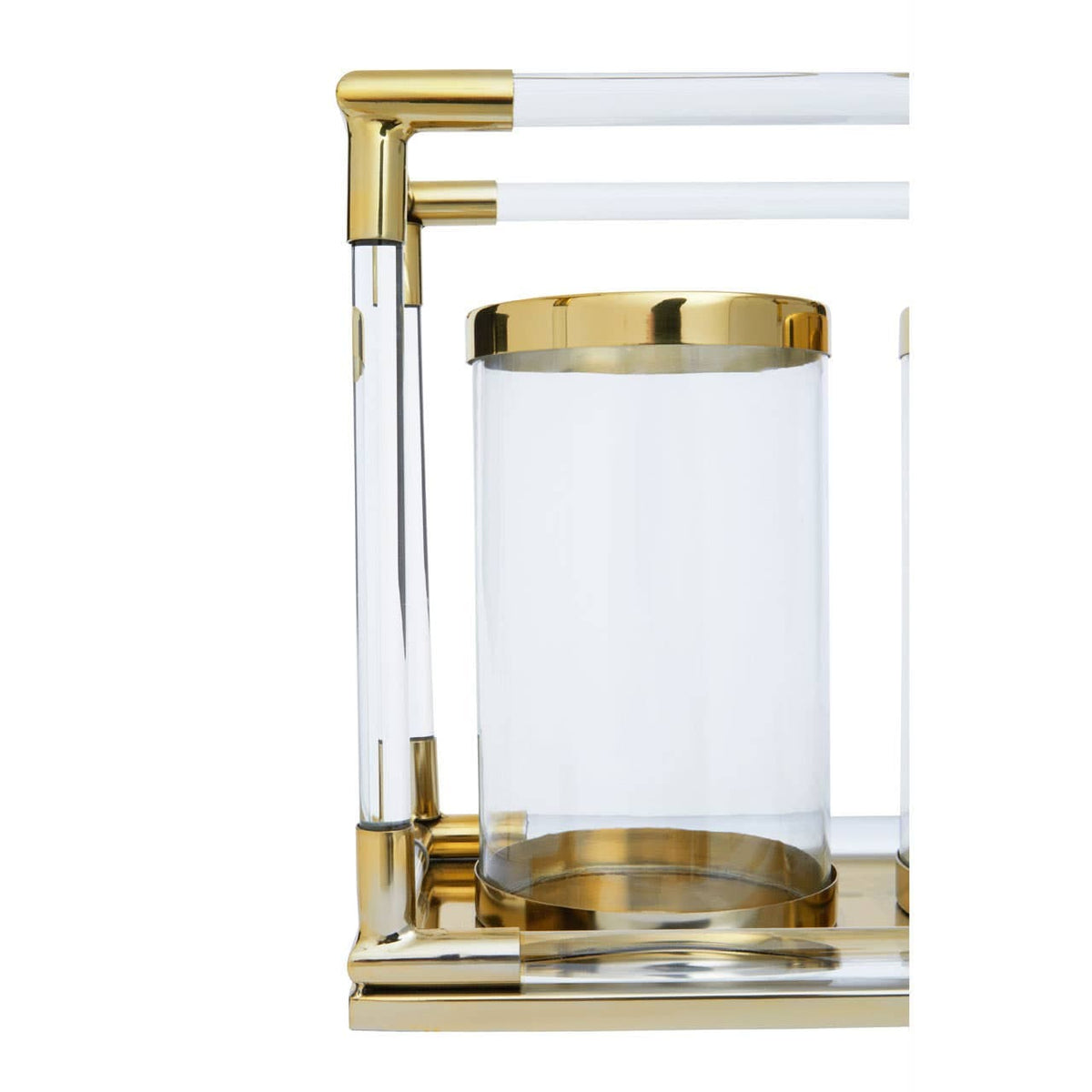 Lucita Double Gold Steel And Acrylic Lantern.