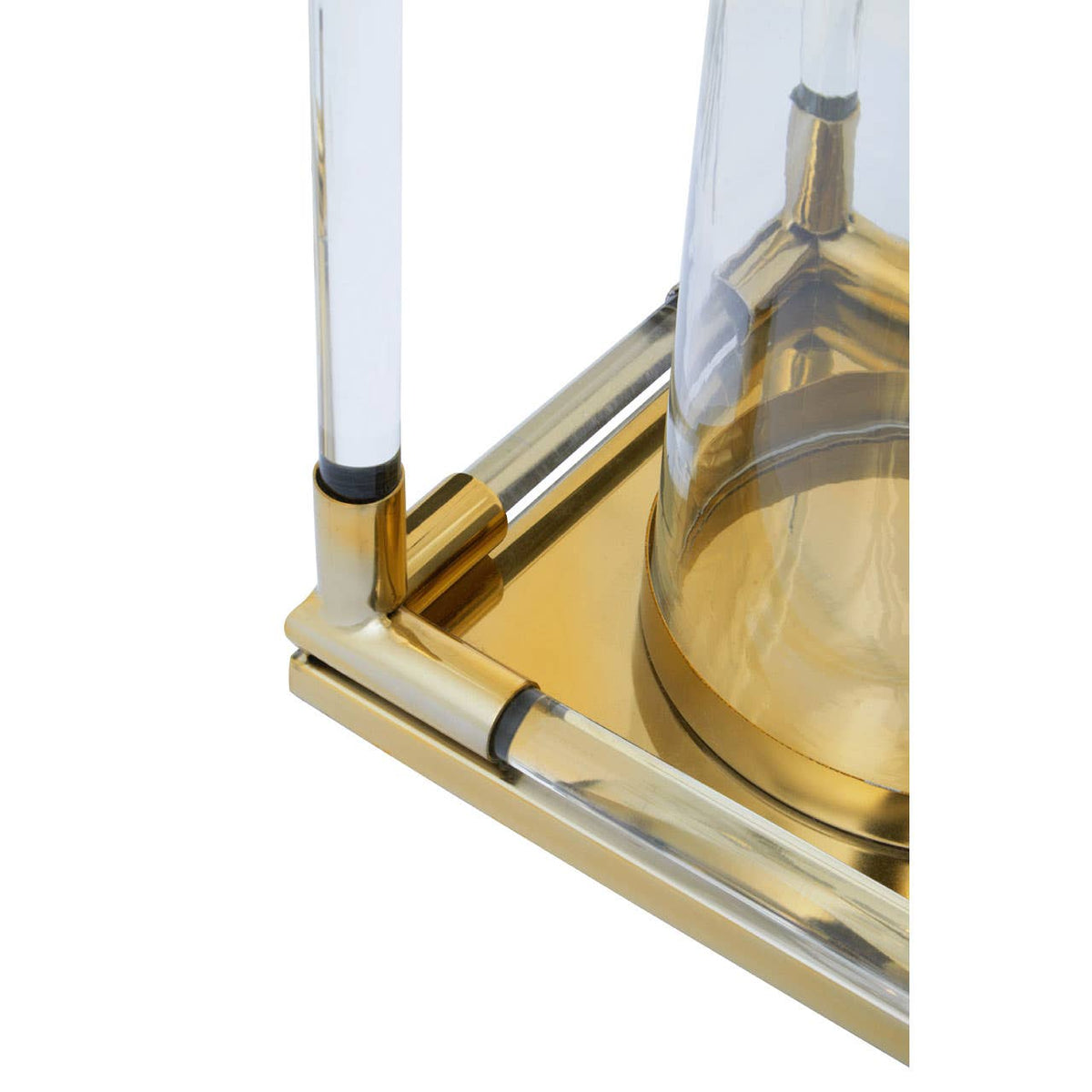 Lucita Double Gold Steel And Acrylic Lantern.