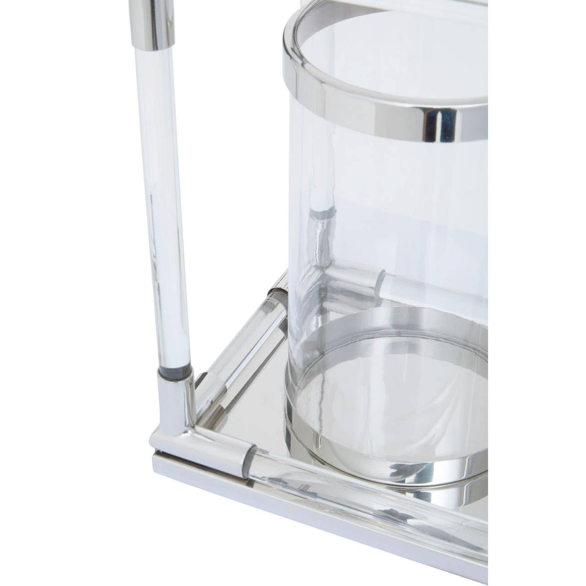 Lucita Double Silver Steel And Acrylic Lantern.