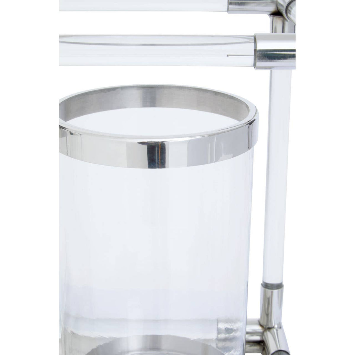 Lucita Double Silver Steel And Acrylic Lantern.