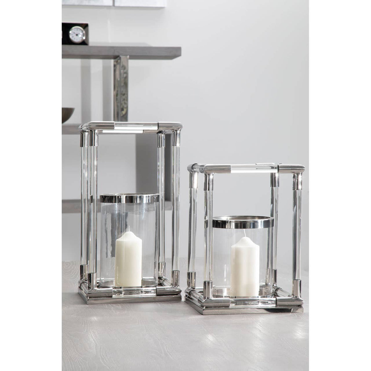 Lucita Large Silver Finish Lantern.