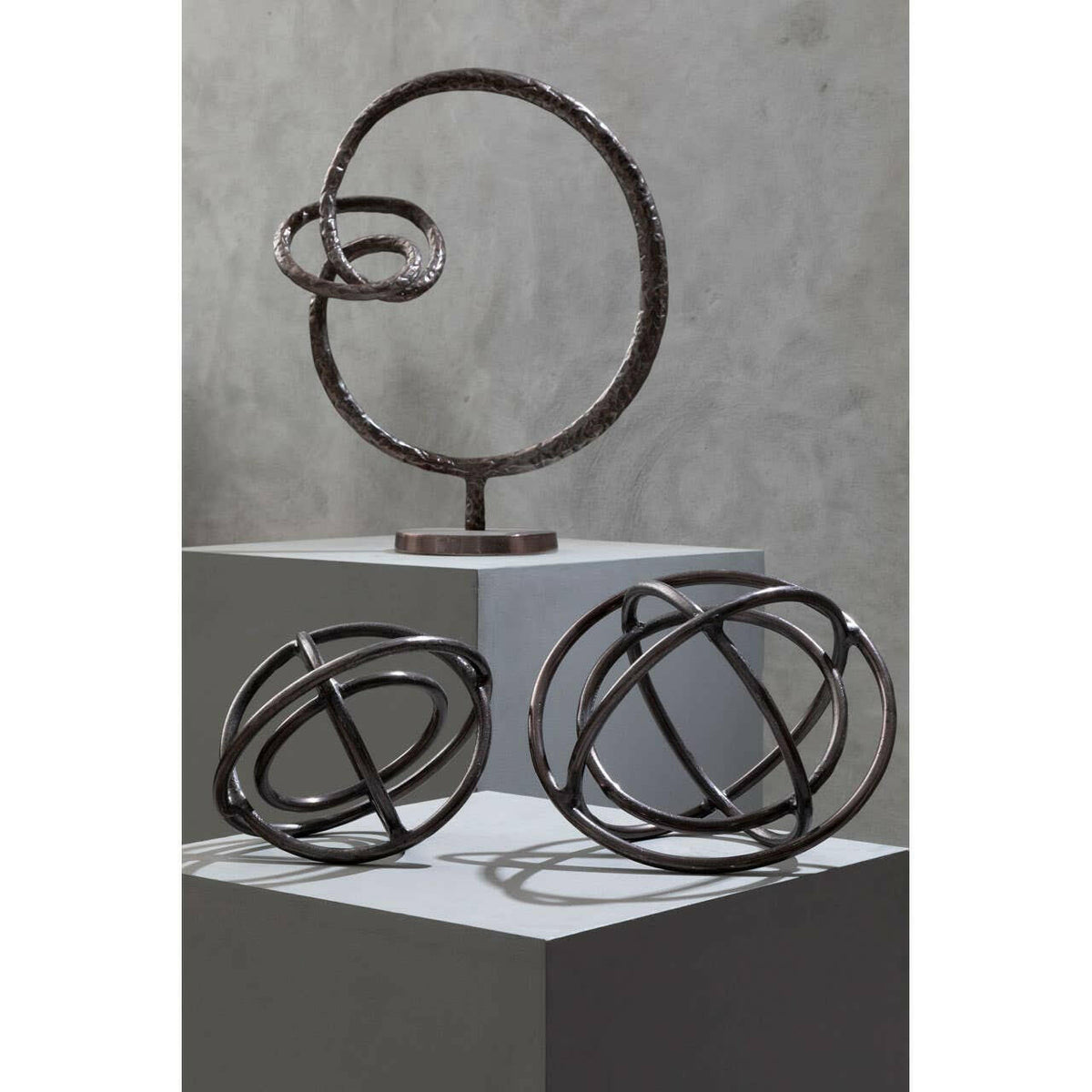 Nexus Round Rough Bronze Sculpture.