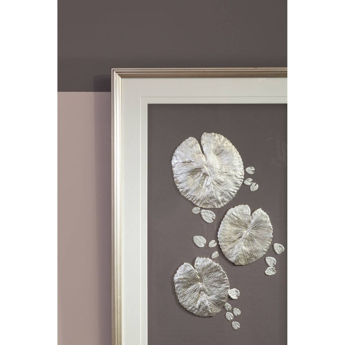 Silver Leaf Design Framed Wall Art.
