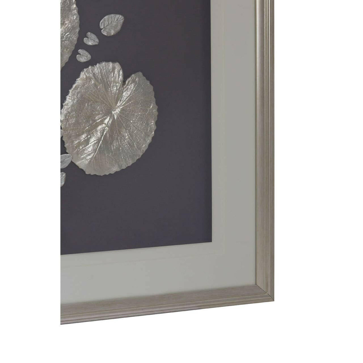 Silver Leaf Design Framed Wall Art.