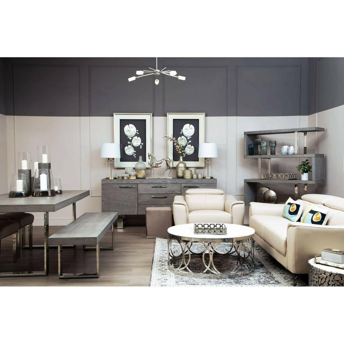 Silver Leaf Design Framed Wall Art.