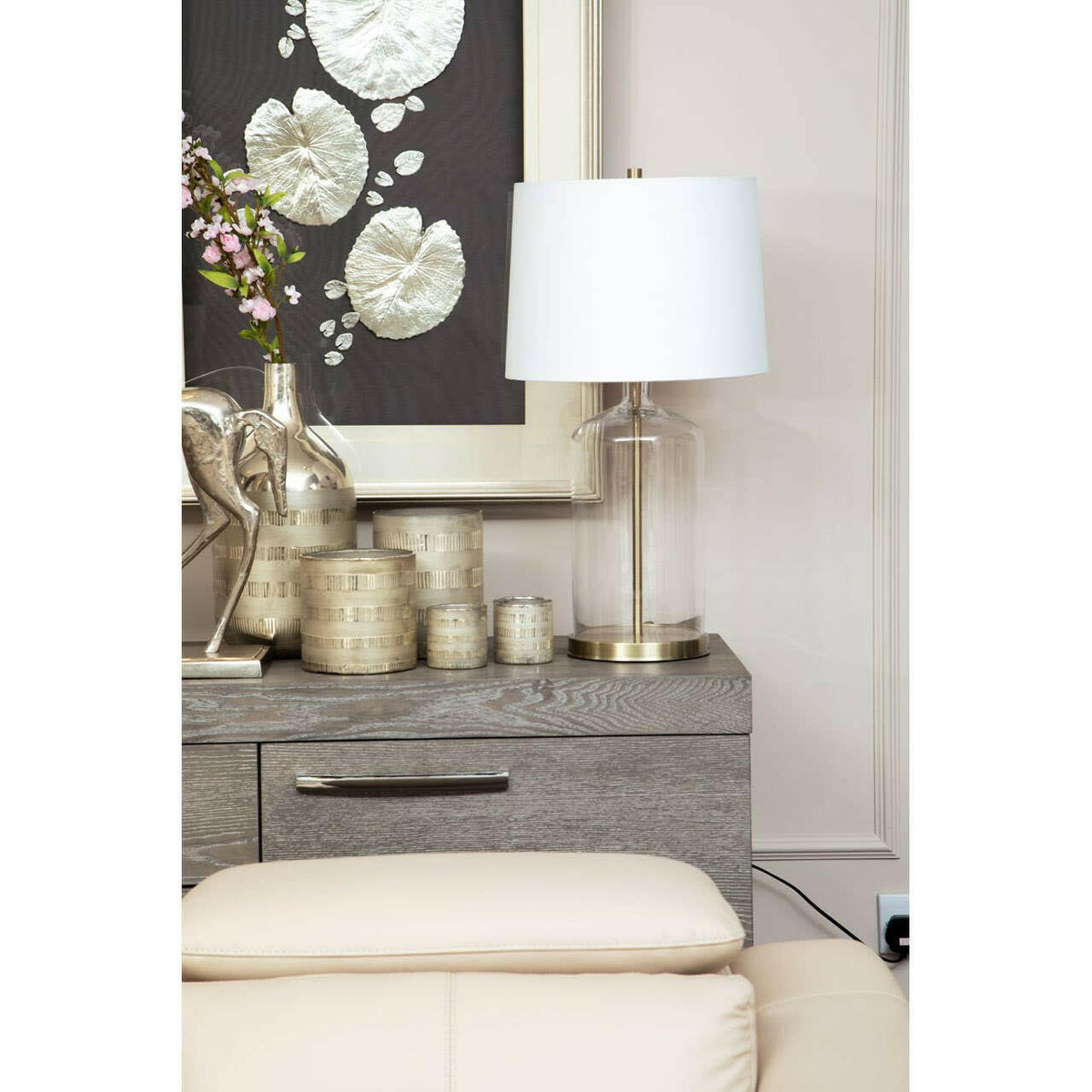 Silver Leaf Design Framed Wall Art.