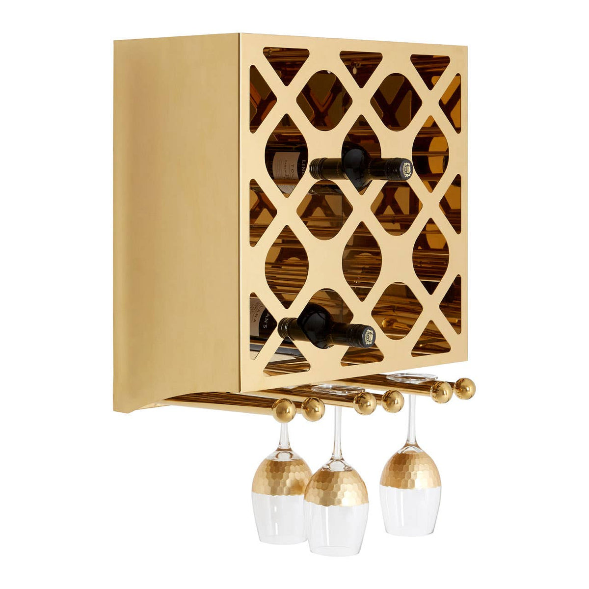 Novo 12 Bottle Gold Finish Wine Rack.