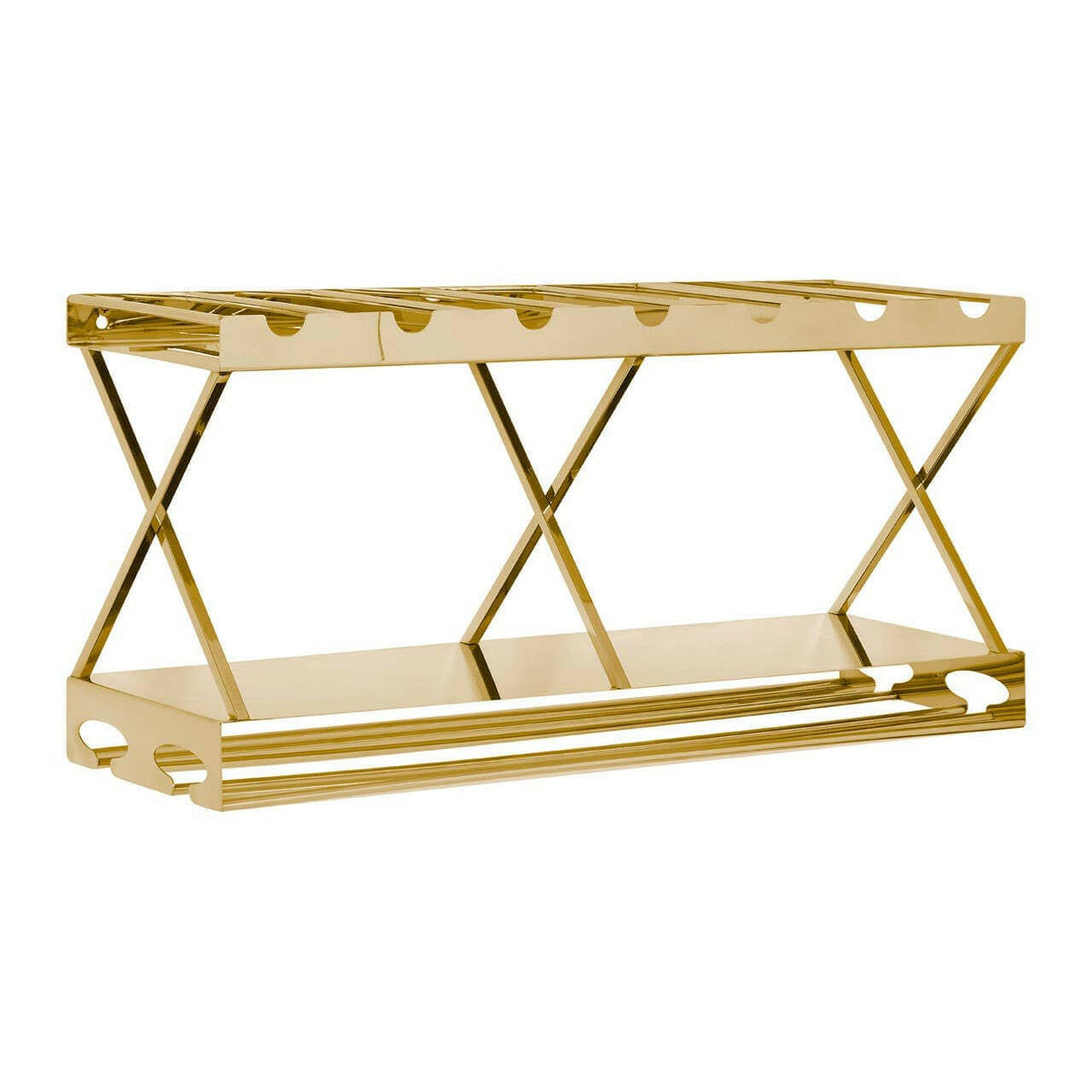 Novo 2 Tier 7 Bottle Gold Finish Wine Rack.