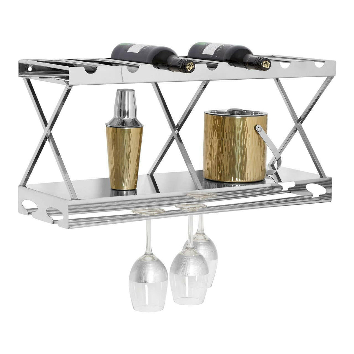 Novo 2 Tier 7 Bottle Silver Wine Rack.