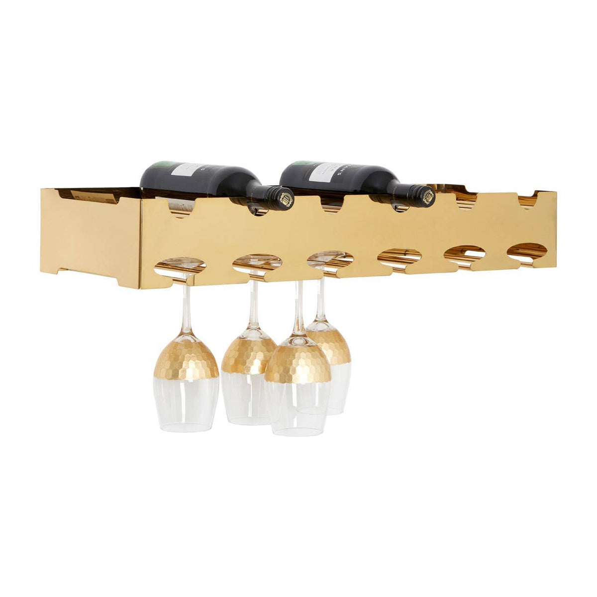 Novo 6 Bottle Gold Finish Wine Rack.