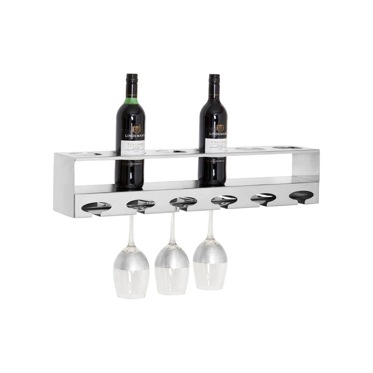 Novo 6 Bottle Silver Finish Wine Rack.
