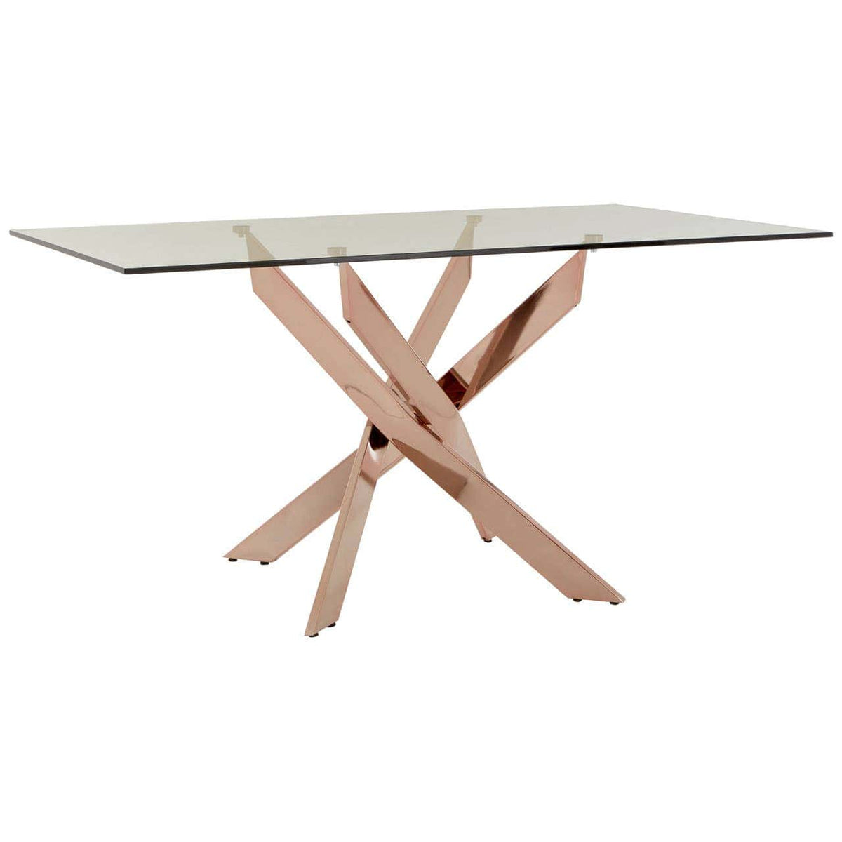 Alustre Rectangular Rose Gold Dining Table.