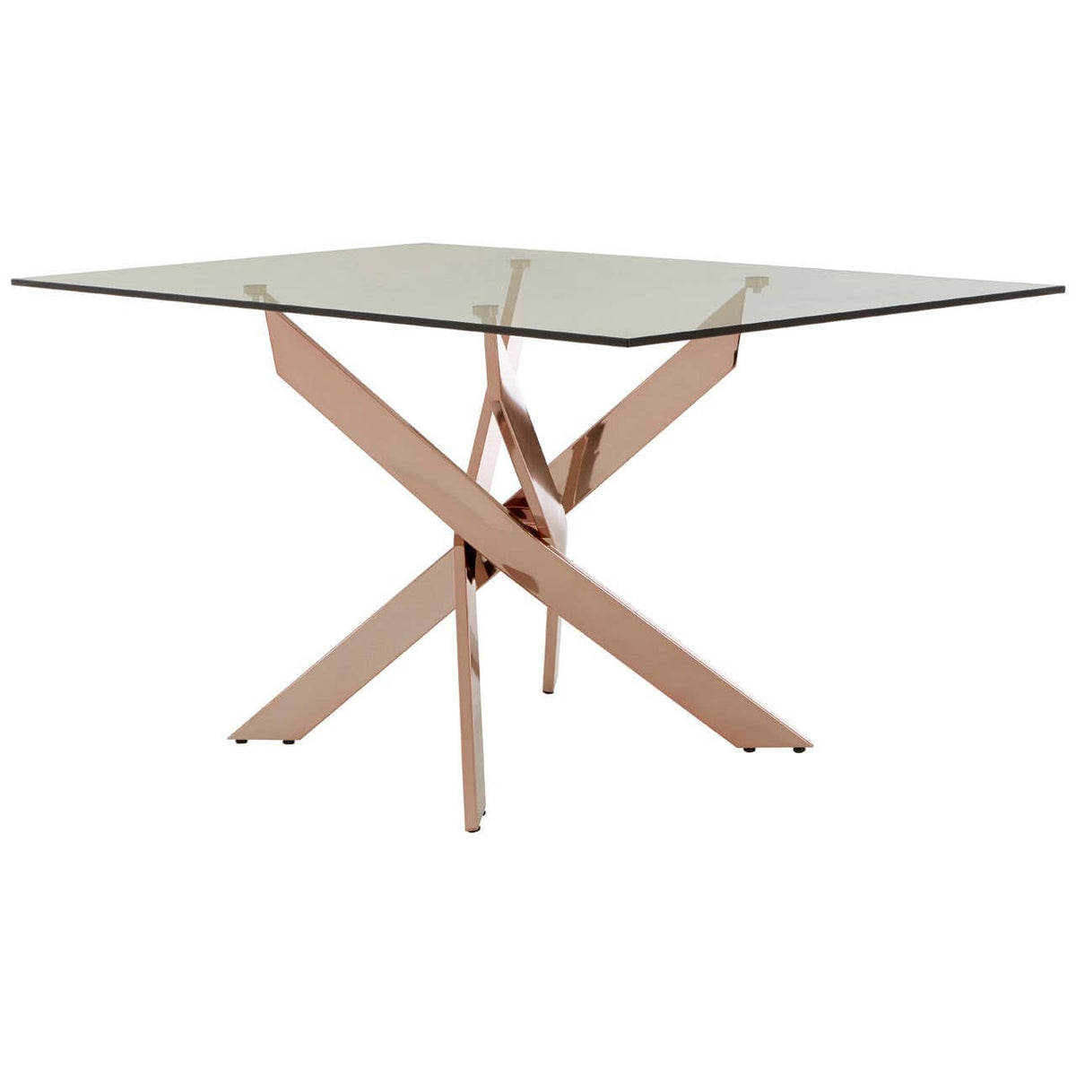 Alustre Rectangular Rose Gold Dining Table.