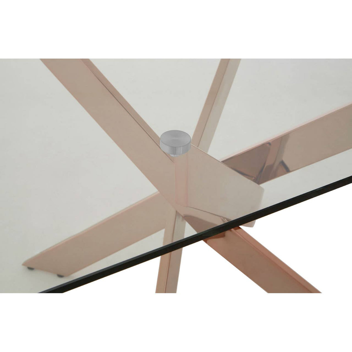 Alustre Rectangular Rose Gold Dining Table.