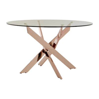 Noosa & Co. Dining Alustre Round Dining Table with  Intersected Rose Gold Legs House of Isabella UK