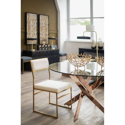 Noosa & Co. Dining Alustre Round Dining Table with  Intersected Rose Gold Legs House of Isabella UK