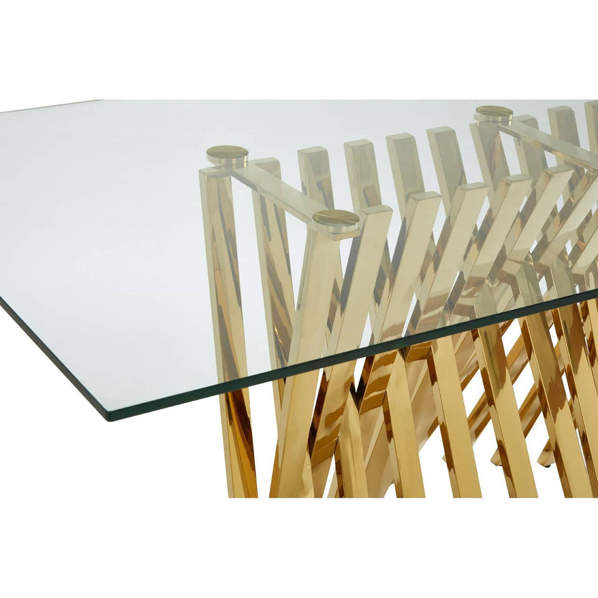 Noosa & Co. Dining Arezzo Glass Top Dining Table With Gold Polished Frame House of Isabella UK