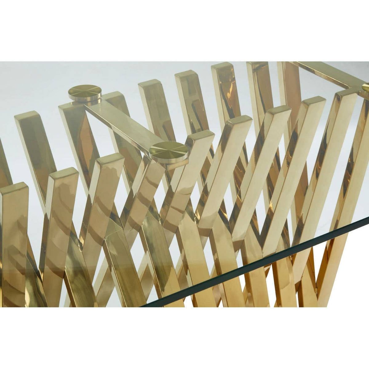 Noosa & Co. Dining Arezzo Glass Top Dining Table With Gold Polished Frame House of Isabella UK