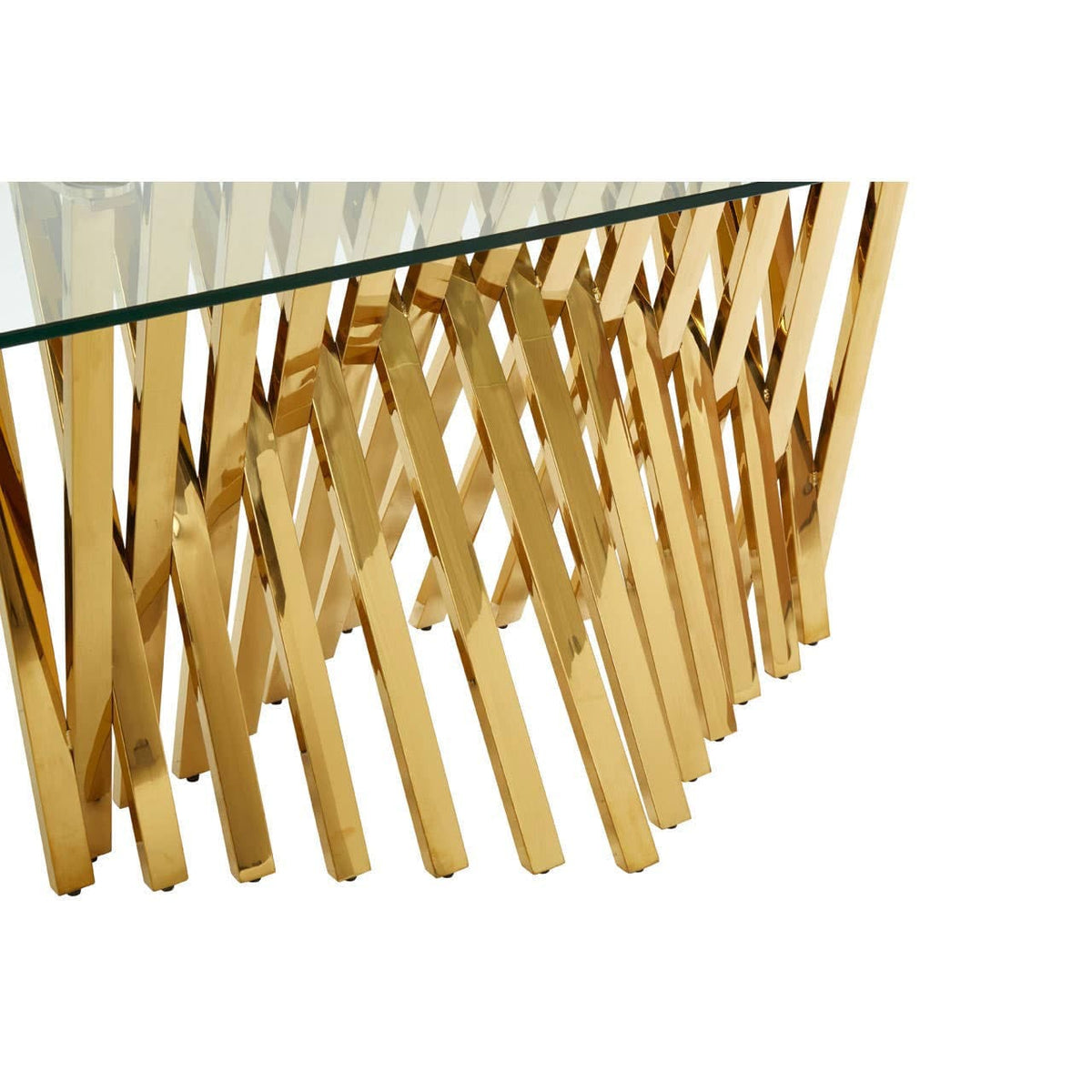 Noosa & Co. Dining Arezzo Glass Top Dining Table With Gold Polished Frame House of Isabella UK