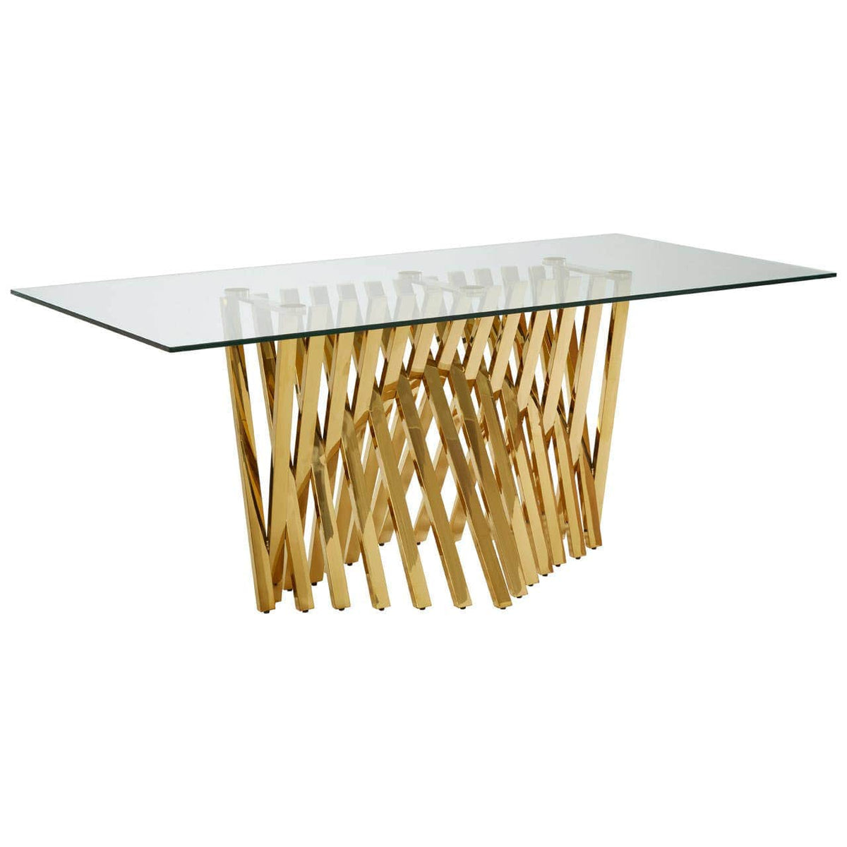 Noosa & Co. Dining Arezzo Glass Top Dining Table With Gold Polished Frame House of Isabella UK