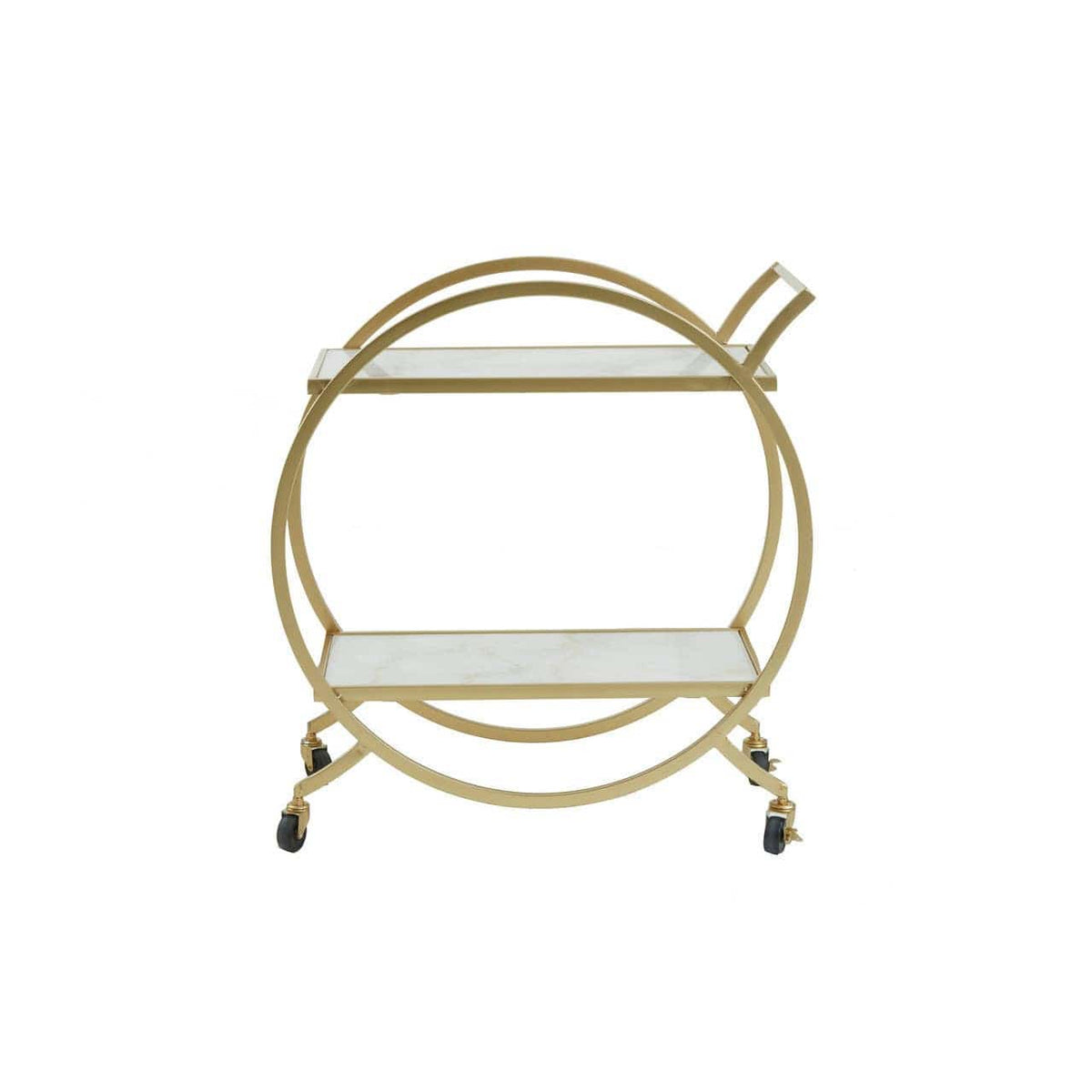 Avantis White Marble And Gold 2 Tier Trolley.