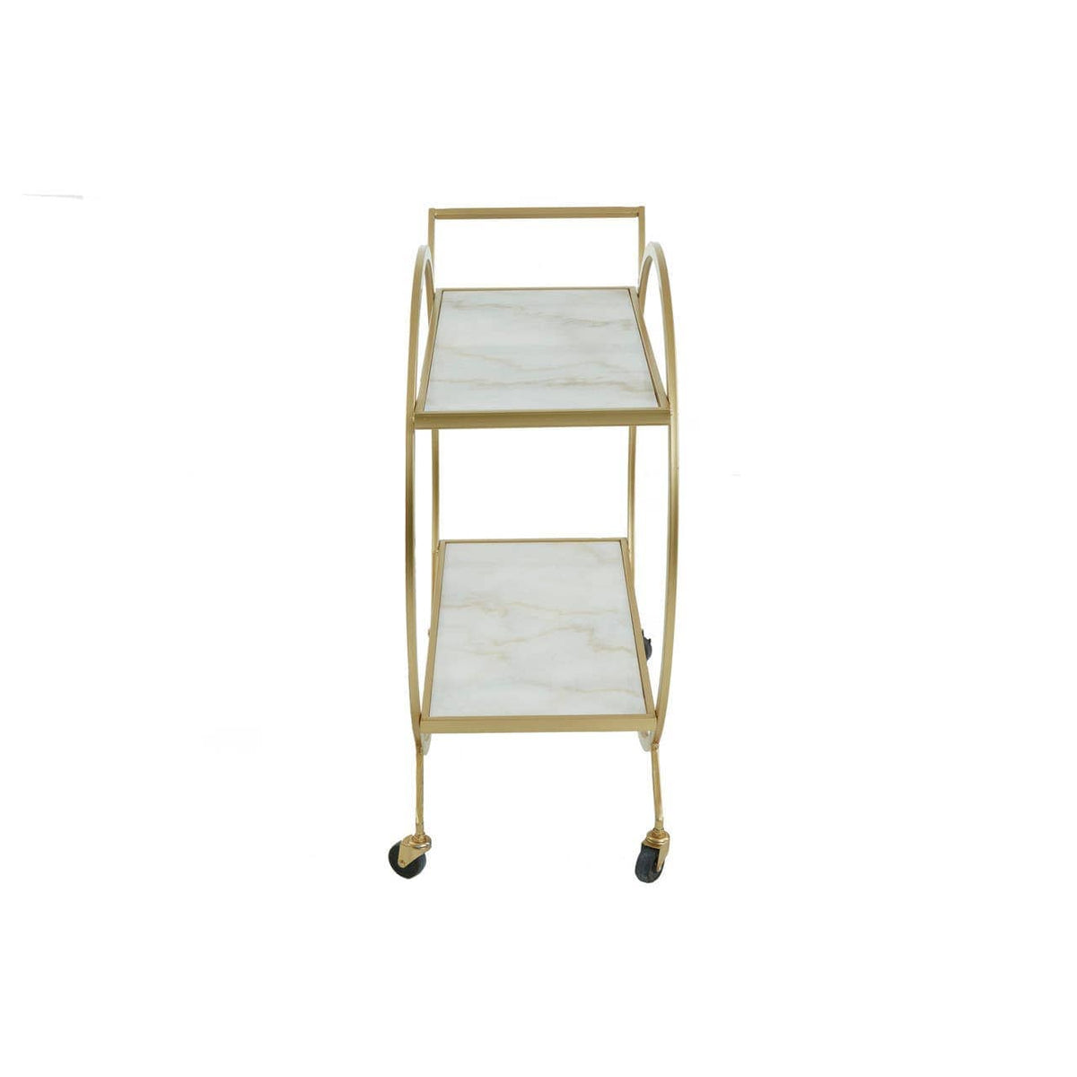 Avantis White Marble And Gold 2 Tier Trolley.