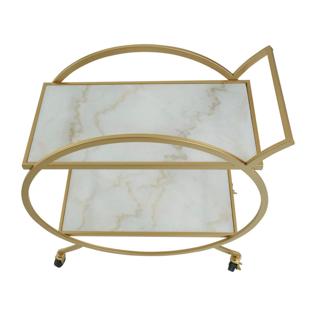Avantis White Marble And Gold 2 Tier Trolley.
