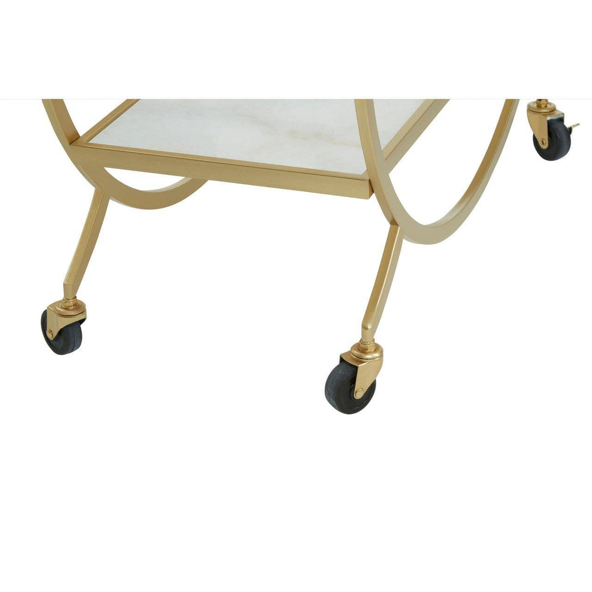 Avantis White Marble And Gold 2 Tier Trolley.