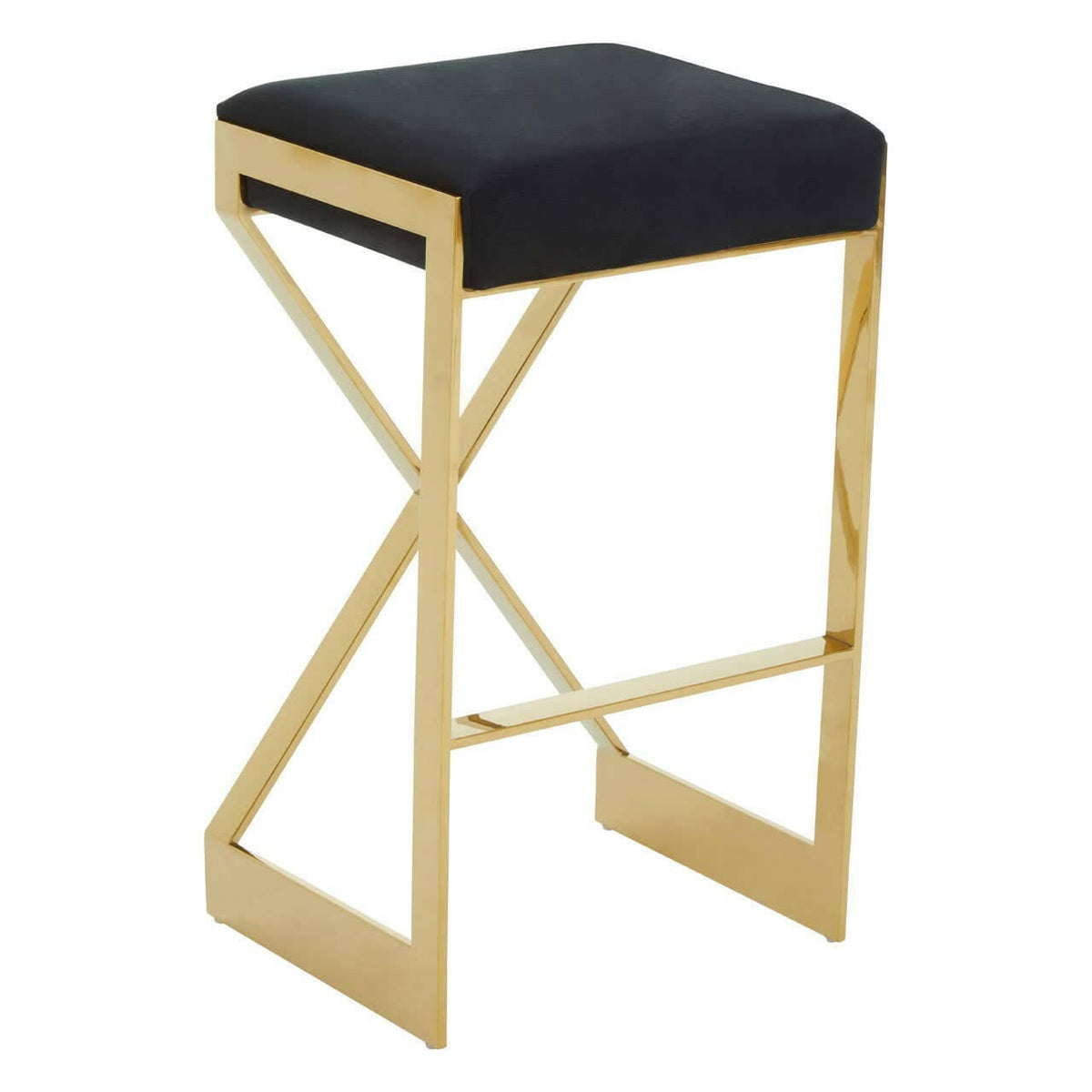 Azalea Black And Gold Finish Bar Stool.