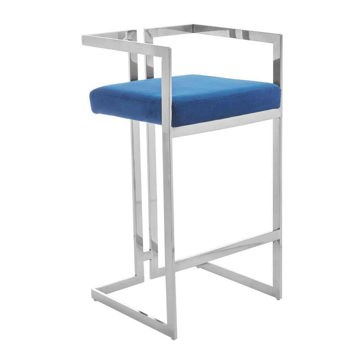 Azalea Blue Velvet Bar Stool.